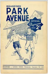 Programme: Bradford Park Avenue vs Luton Town FC (7th Sep 1949)