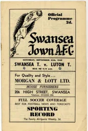 Programme: Swansea Town vs Luton Town FC (24th Sep 1949)