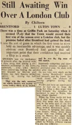 Match Report: Brentford vs Luton Town FC (12th Nov 1949)