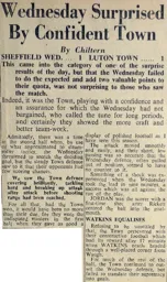Match Report: Sheffield Wednesday vs Luton Town FC (26th Nov 1949)