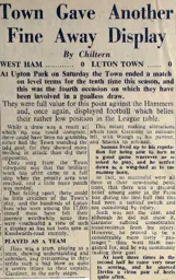Match Report: West Ham United vs Luton Town FC (17th Dec 1949)