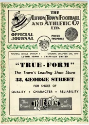 Programme: Luton Town FC vs Sheffield United (24th Dec 1949)