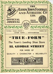 Programme: Luton Town FC vs Southampton (26th Dec 1949)
