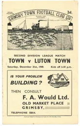 Programme: Grimsby Town vs Luton Town FC (31st Dec 1949)