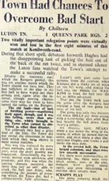 Match Report: Luton Town FC vs Queens Park Rangers (14th Jan 1950)
