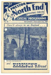 Programme: Preston North End vs Luton Town FC (21st Jan 1950)