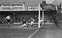 George Stobbart blasts in the Luton goal
