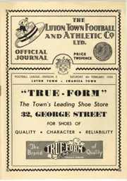 Programme: Luton Town FC vs Swansea Town (4th Feb 1950)