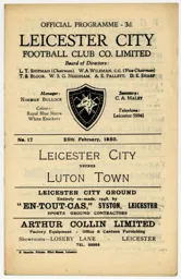 Programme: Leicester City vs Luton Town FC (25th Feb 1950)