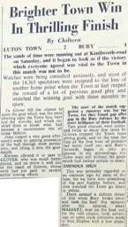 Match Report: Luton Town FC vs Bury (4th Mar 1950)