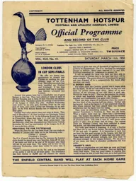 Programme: Tottenham Hotspur vs Luton Town FC (11th Mar 1950)