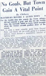 Match Report: Blackburn Rovers vs Luton Town FC (25th Mar 1950)