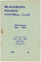 Programme: Blackburn Rovers vs Luton Town FC (25th Mar 1950)