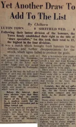 Match Report: Luton Town FC vs Sheffield Wednesday (1st Apr 1950)