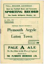 Programme: Plymouth Argyle vs Luton Town FC (8th Apr 1950)