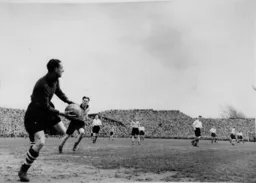 Iorwerth Hughes about to clear the ball upfield