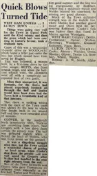 Match Report: West Ham United vs Luton Town FC (24th Aug 1950)