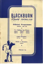 Programme: Blackburn Rovers vs Luton Town FC (26th Aug 1950)