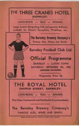 Programme: Barnsley vs Luton Town FC (9th Sep 1950)