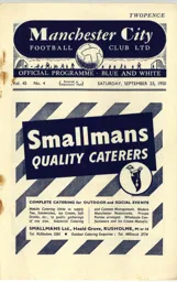 Programme: Manchester City vs Luton Town FC (23rd Sep 1950)