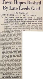 Match Report: Leeds United vs Luton Town FC (30th Sep 1950)