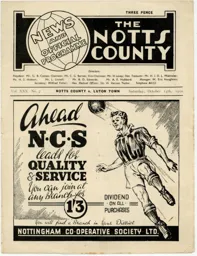 Programme: Notts County vs Luton Town FC (14th Oct 1950)