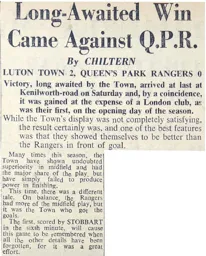 Match Report: Luton Town FC vs Queens Park Rangers (21st Oct 1950)