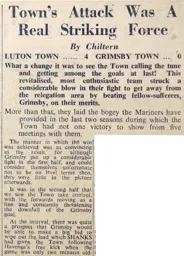 Match Report: Luton Town FC vs Grimsby Town (18th Nov 1950)