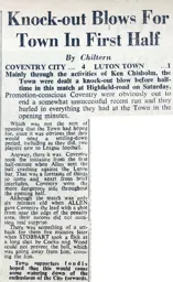 Match Report: Coventry City vs Luton Town FC (9th Dec 1950)