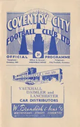 Programme: Coventry City vs Luton Town FC (9th Dec 1950)