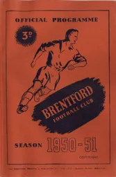 Programme: Brentford vs Luton Town FC (16th Dec 1950)