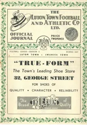Programme: Luton Town FC vs Swansea Town (26th Dec 1950)