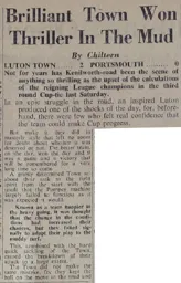 Match Report: Luton Town FC vs Portsmouth (6th Jan 1951)