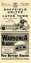 Programme: Sheffield United vs Luton Town FC (20th Jan 1951)