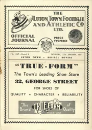 Programme: Luton Town FC vs Bristol Rovers (27th Jan 1951)