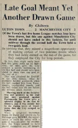 Match Report: Luton Town FC vs Manchester City (3rd Feb 1951)
