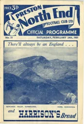 Programme: Preston North End vs Luton Town FC (24th Feb 1951)