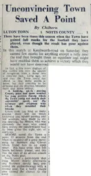 Match Report: Luton Town FC vs Notts County (3rd Mar 1951)