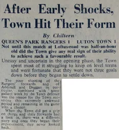 Match Report: Queens Park Rangers vs Luton Town FC (10th Mar 1951)