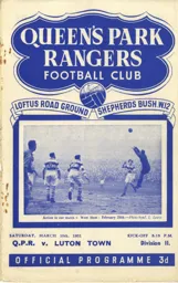 Programme: Queens Park Rangers vs Luton Town FC (10th Mar 1951)