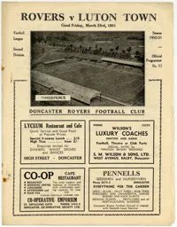 Programme: Doncaster Rovers vs Luton Town FC (23rd Mar 1951)