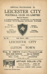 Programme: Leicester City vs Luton Town FC (24th Mar 1951)