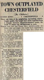 Match Report: Luton Town FC vs Chesterfield (31st Mar 1951)