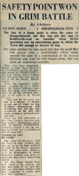 Match Report: Luton Town FC vs Birmingham City (14th Apr 1951)