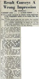 Match Report: Cardiff City vs Luton Town FC (21st Apr 1951)