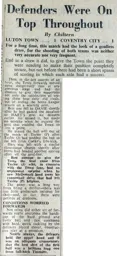 Match Report: Luton Town FC vs Coventry City (28th Apr 1951)