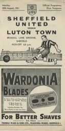 Programme: Sheffield United vs Luton Town FC (20th Aug 1951)