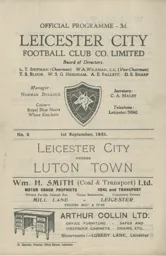 Programme: Leicester City vs Luton Town FC (1st Sep 1951)