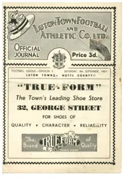 Programme: Luton Town FC vs Notts County (8th Sep 1951)