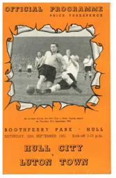 Programme: Hull City vs Luton Town FC (29th Sep 1951)